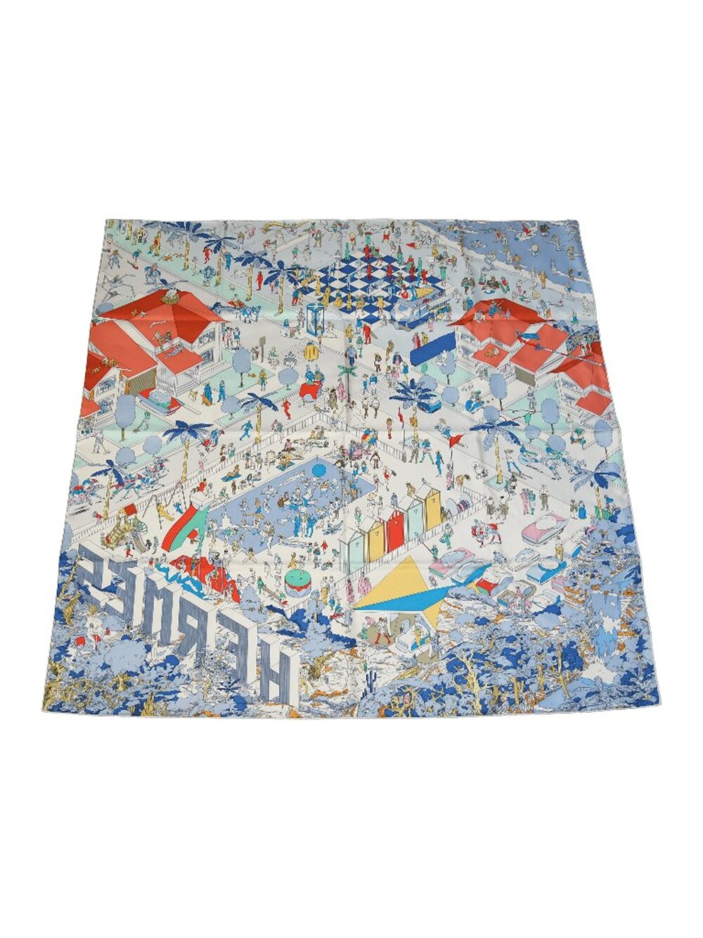 Hermes On The Beach 90 Silk Square Scarf Multicolor